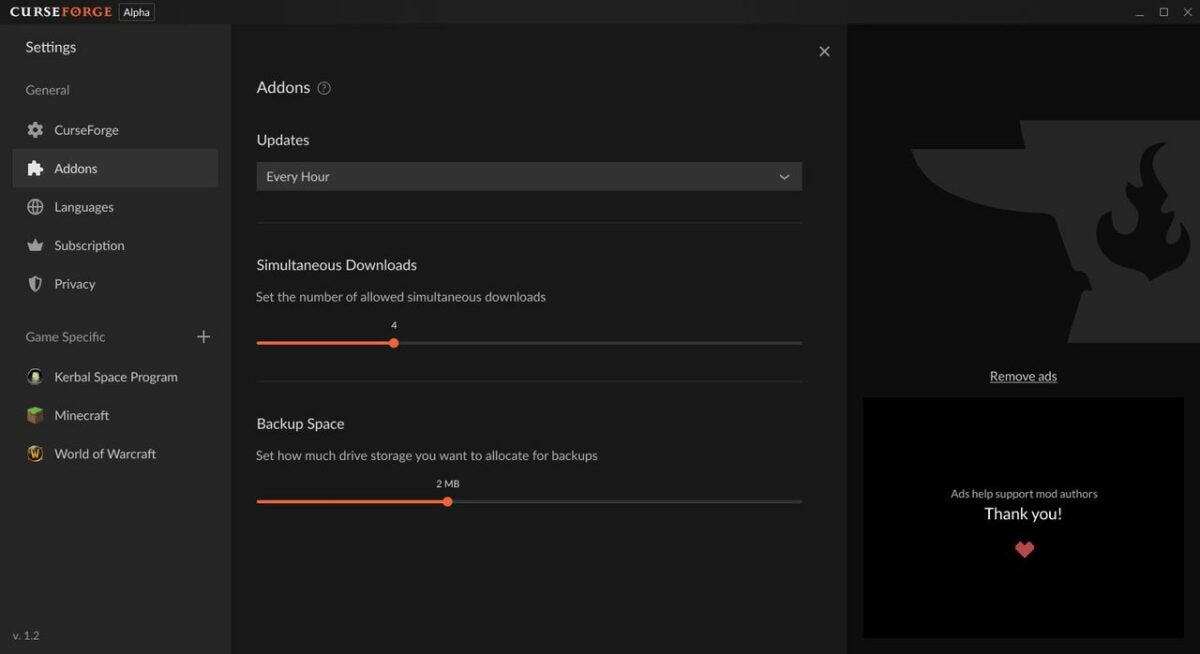 Setting auto updates for addons