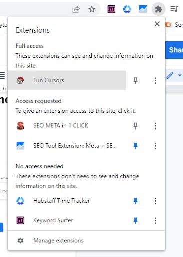 Fun Cursors Chrome extension