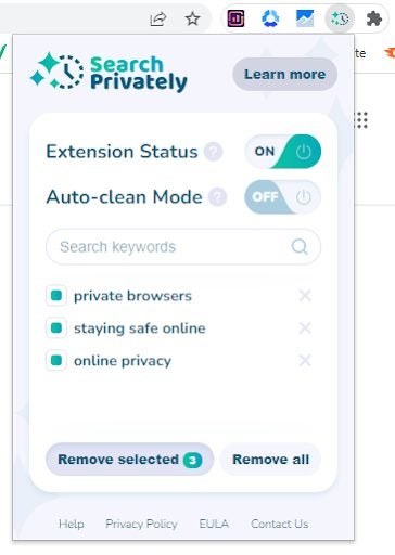 Search Privately Chrome extension