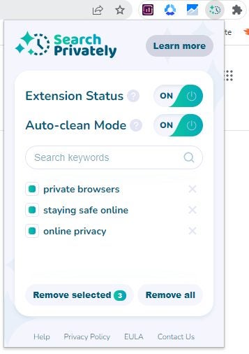 Search Privately Chrome extension