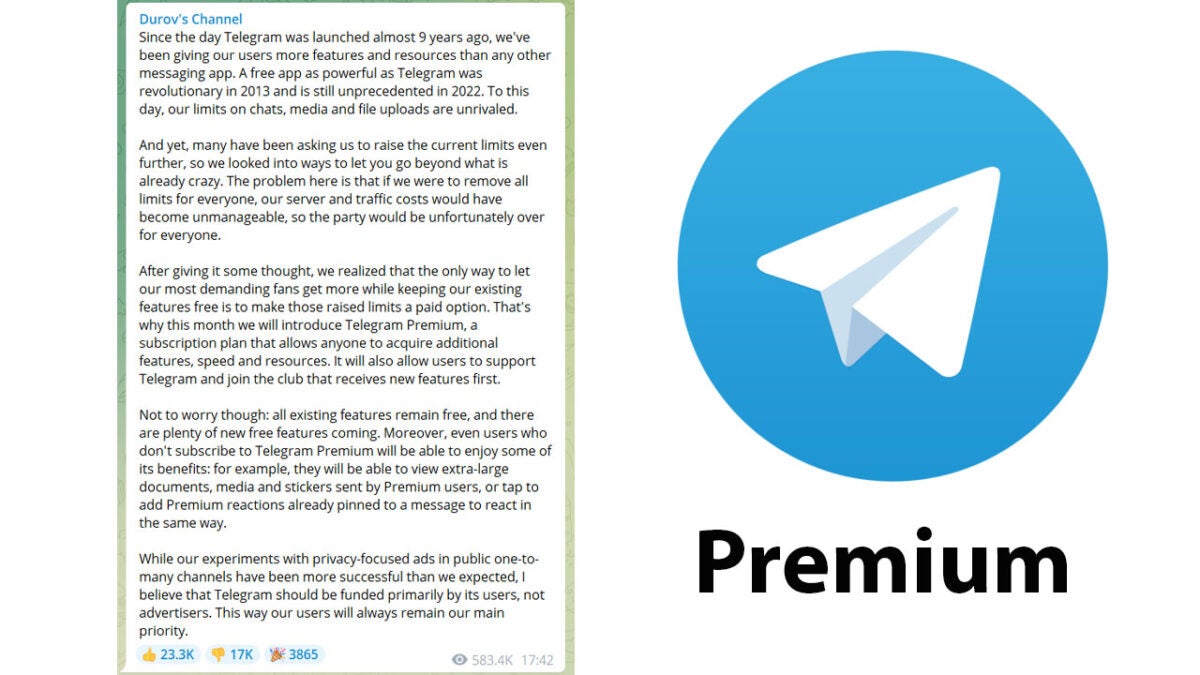 Announcement Telegram post