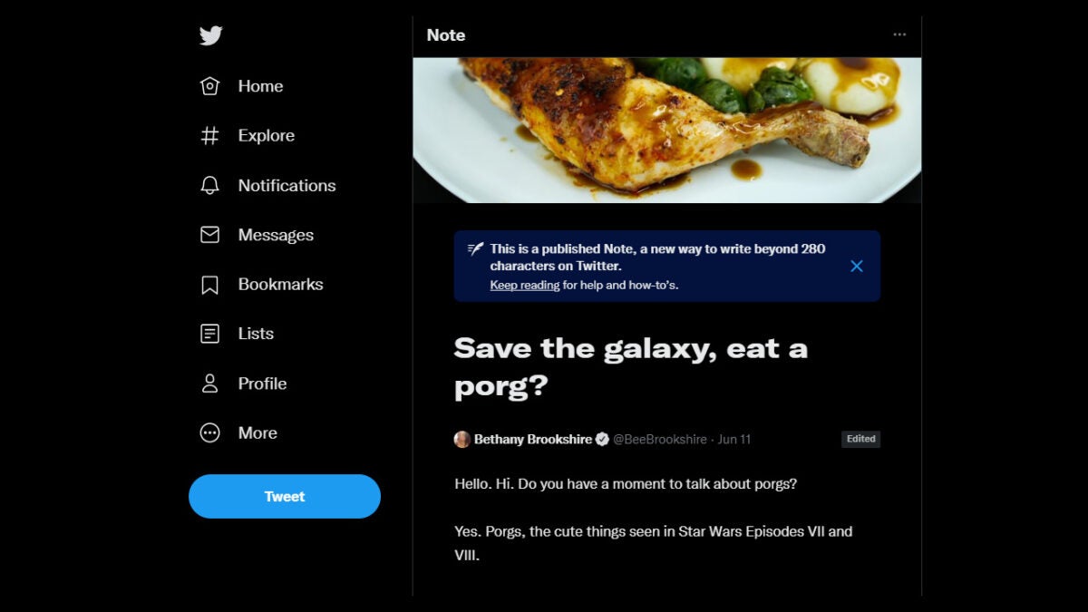 A Twitter blog post