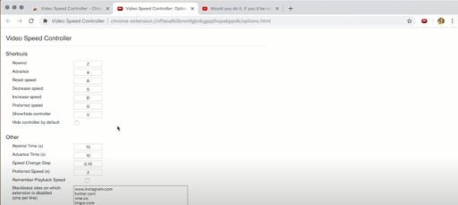 Video Speed Controller Chrome