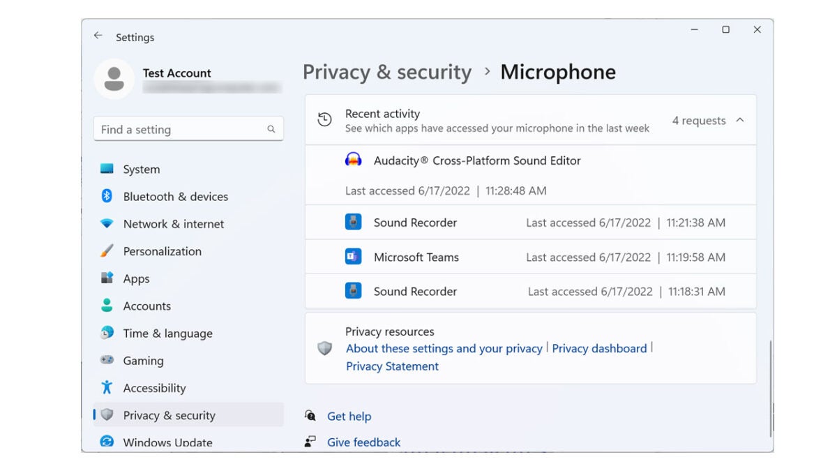 Windows 11 privacy app