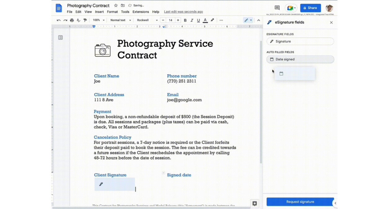 You will soon be able to add official signatures to Google Docs