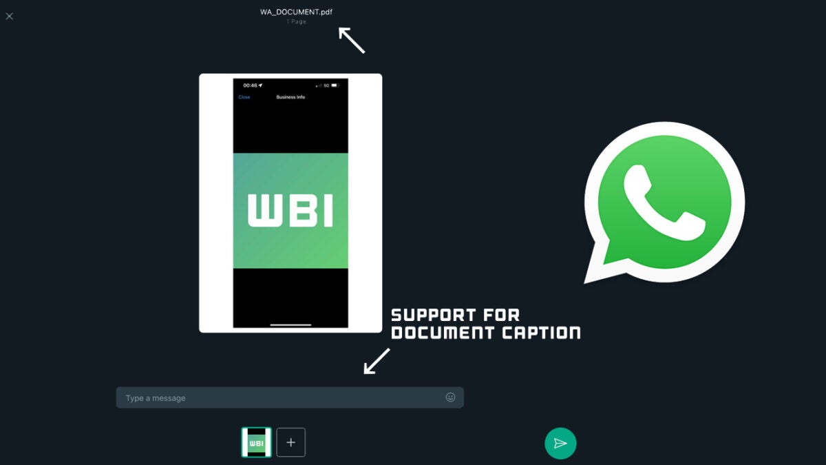 Add captions when sharing files on WhatsApp
