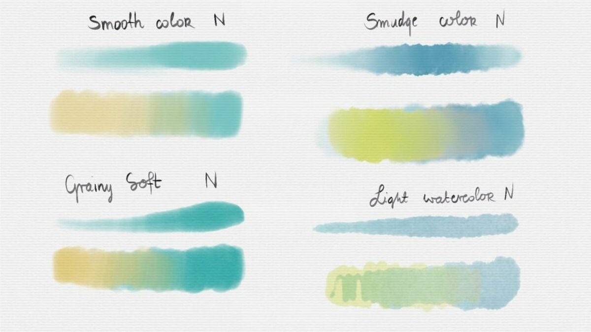 A selection of light base colors in Procreate.