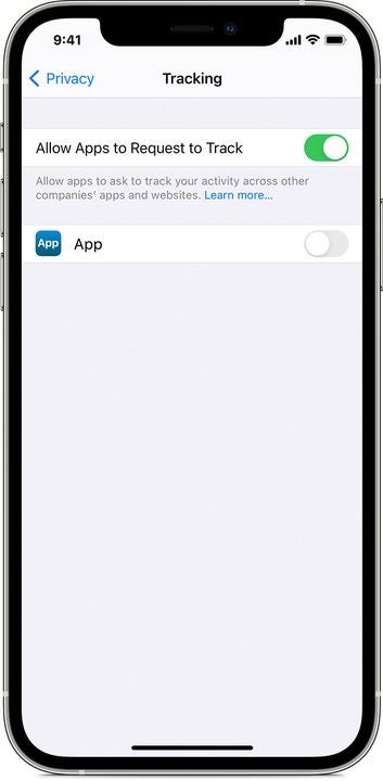 The Tracking menu in iOS