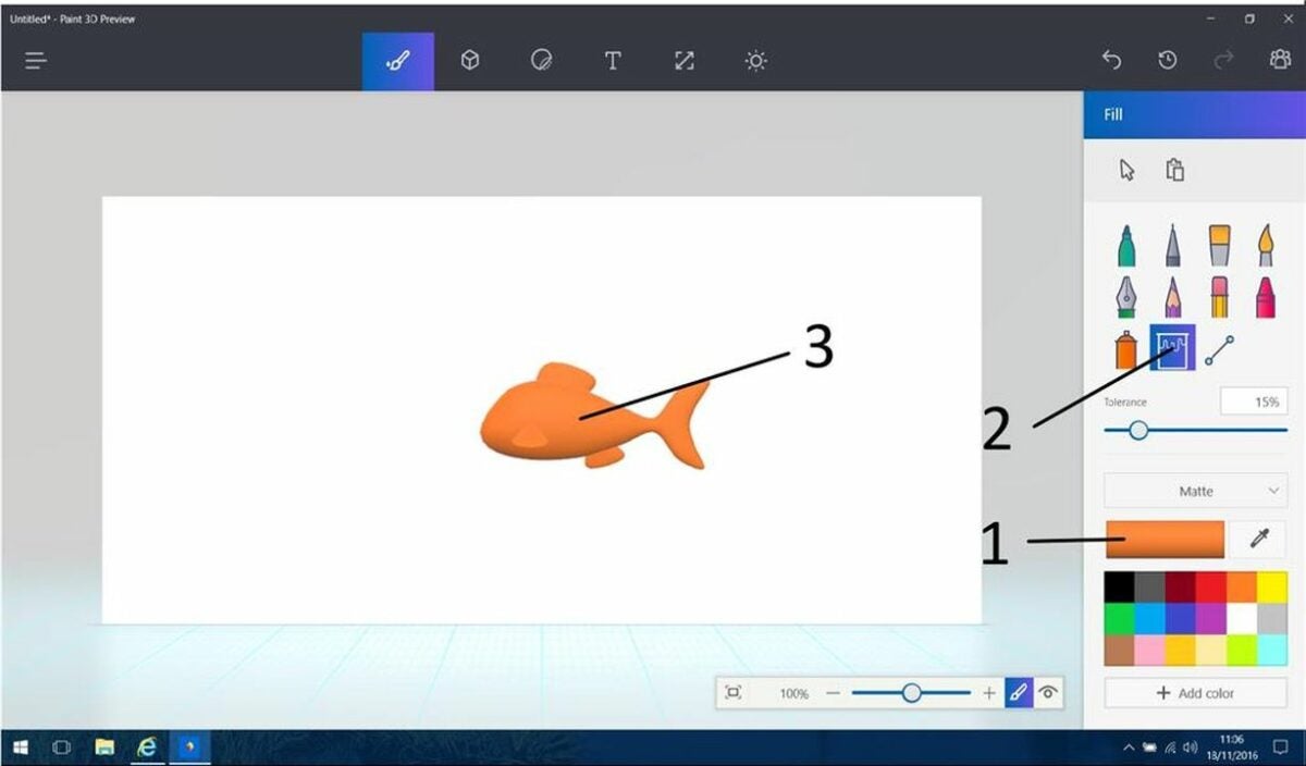 Change the color of your object completely with the Fill tool