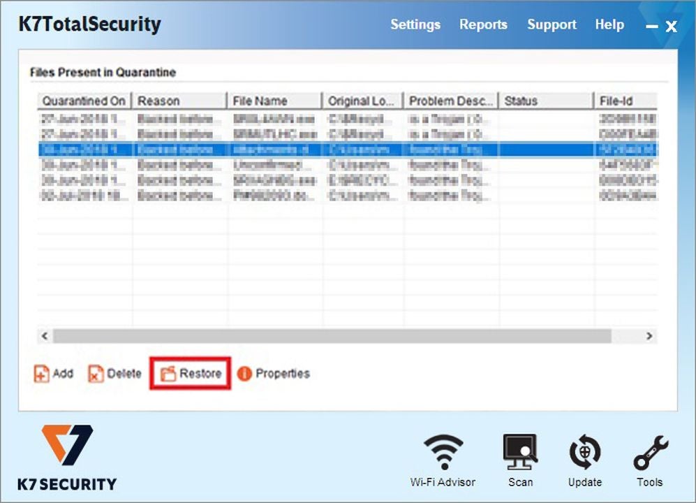 K7’s Quarantine Manager