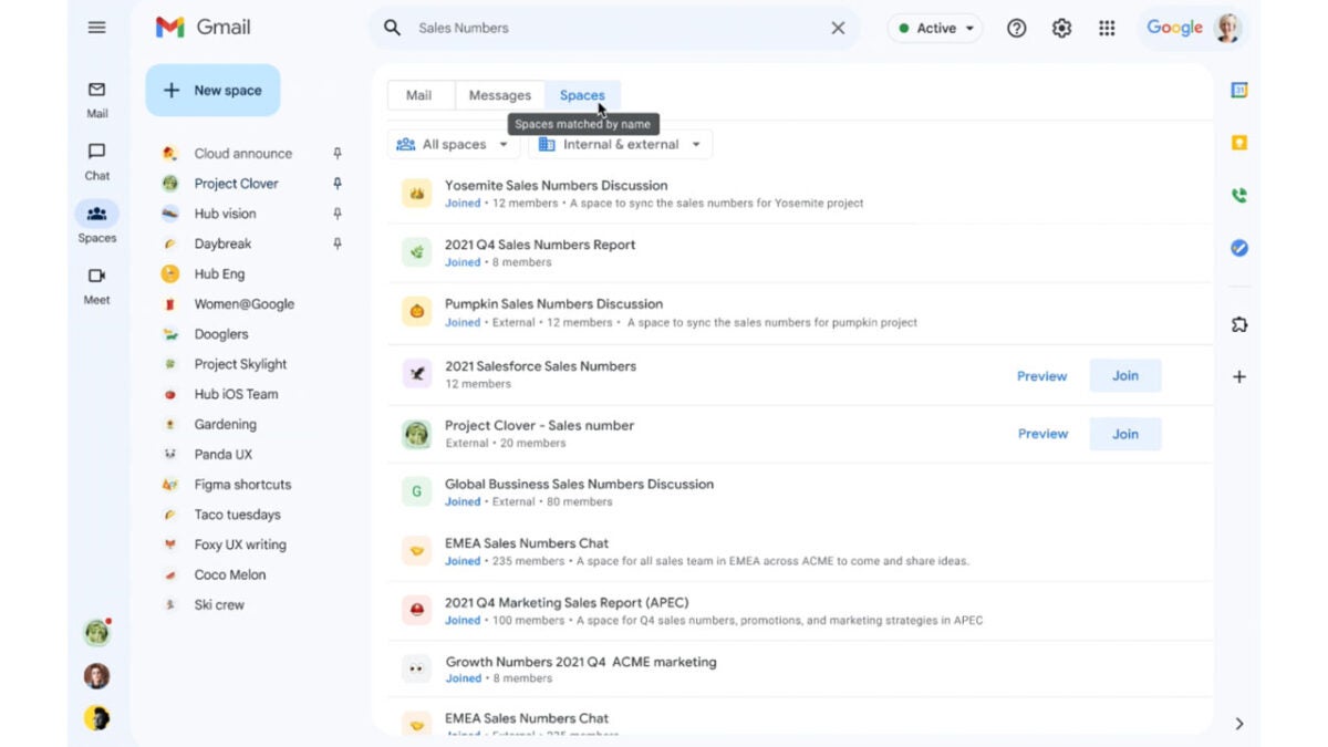 Gmail update makes it easier to find Spaces