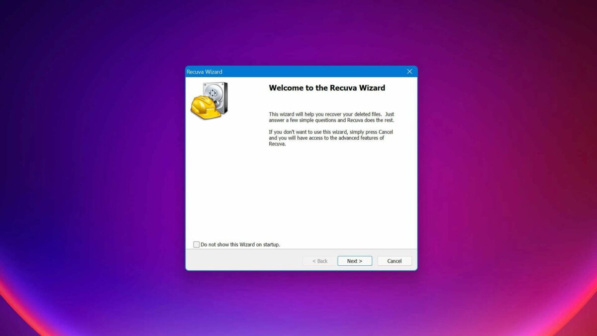 Recover deleted files With Recuva