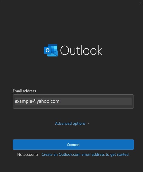 Log in to Outlook with your Microsoft Account.