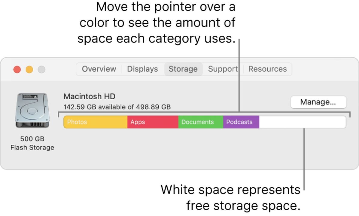 Use storage management to clear space