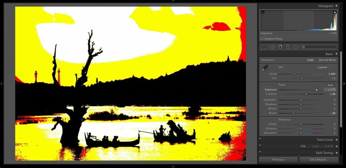 Fix image clipping issues by accessing Lightroom's Highlights and Shadows adjustments tool