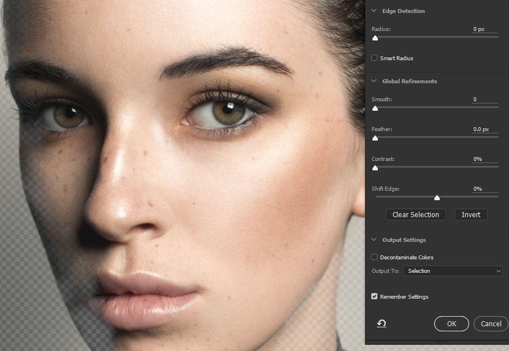 Open the Properties panel to refine your mask