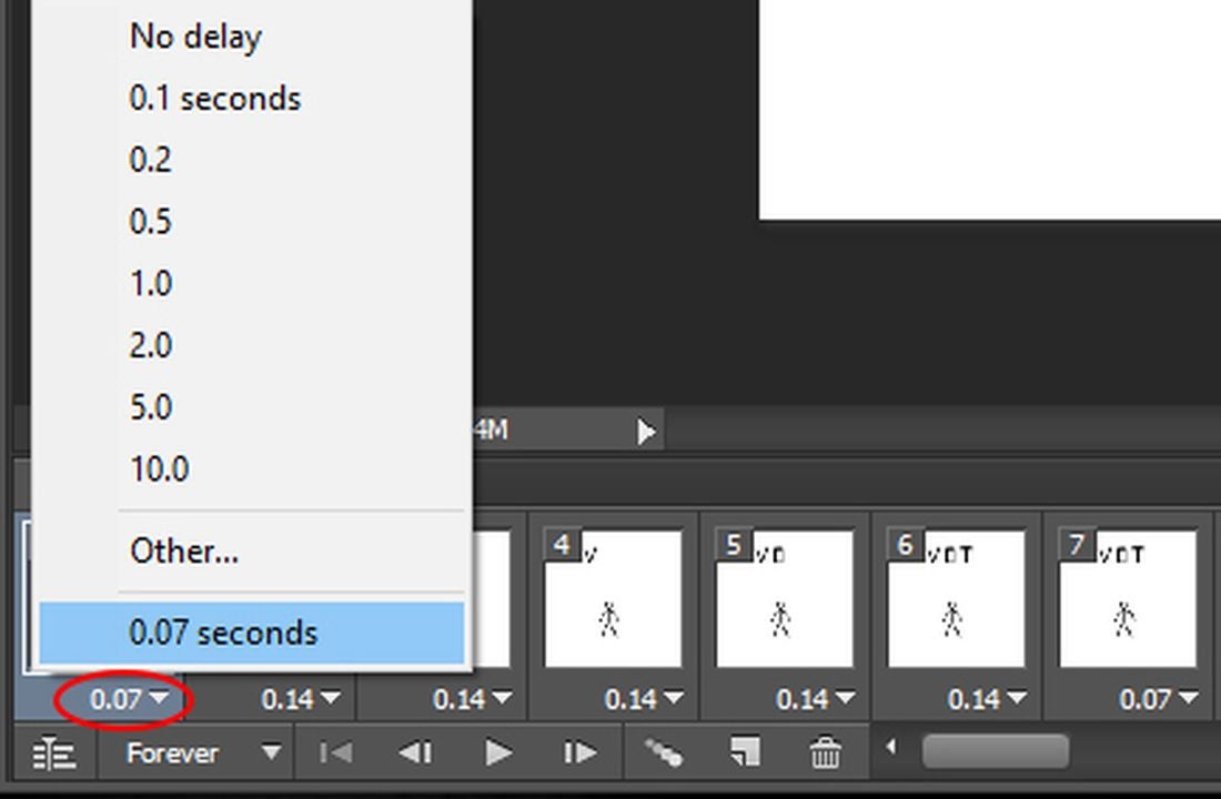 Frame delay in Photoshop.