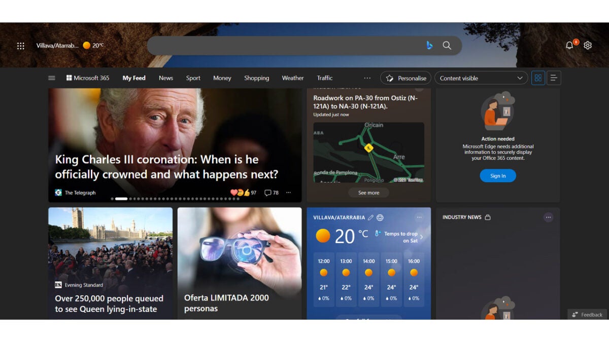 Microsoft edge homepage