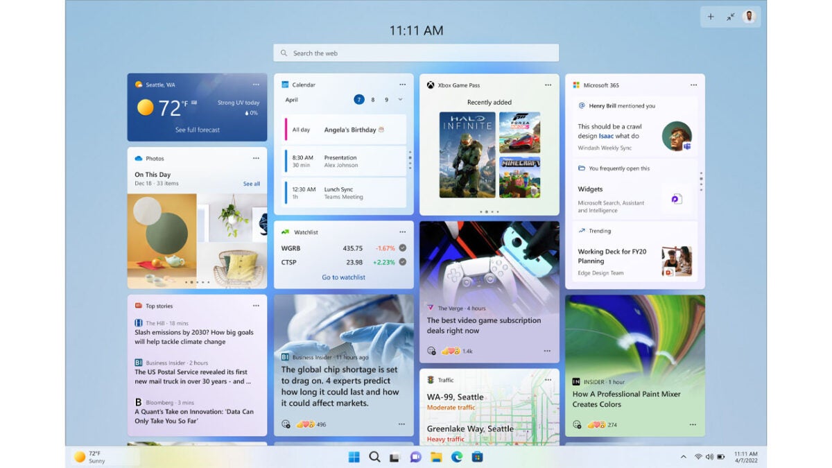 Windows widgets