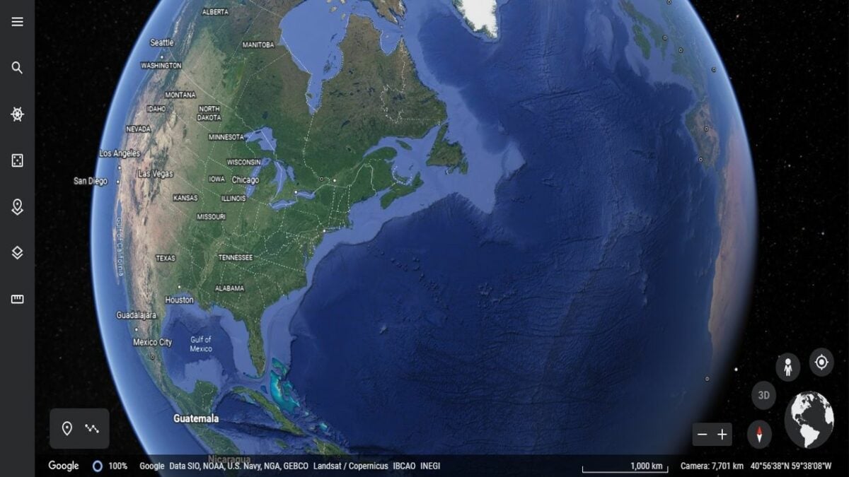 The Google Earth browser app