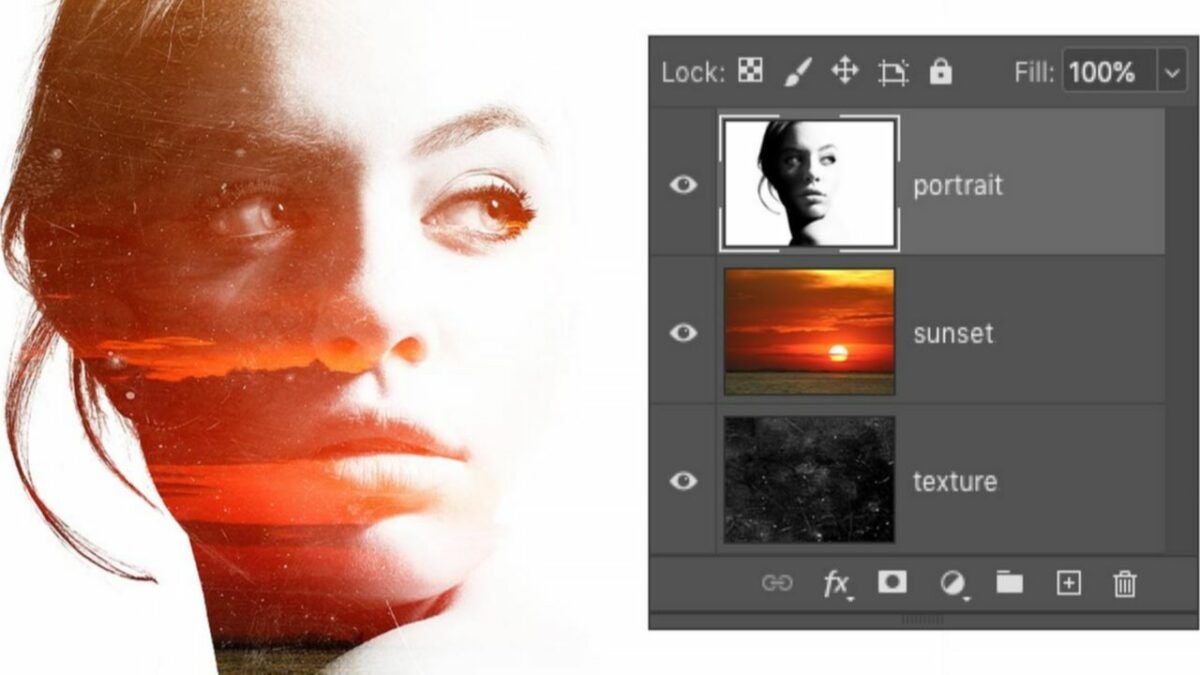 Example of merged layers in Adobe Photoshop.