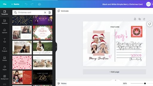 create beautiful Christmas Cards with Canva