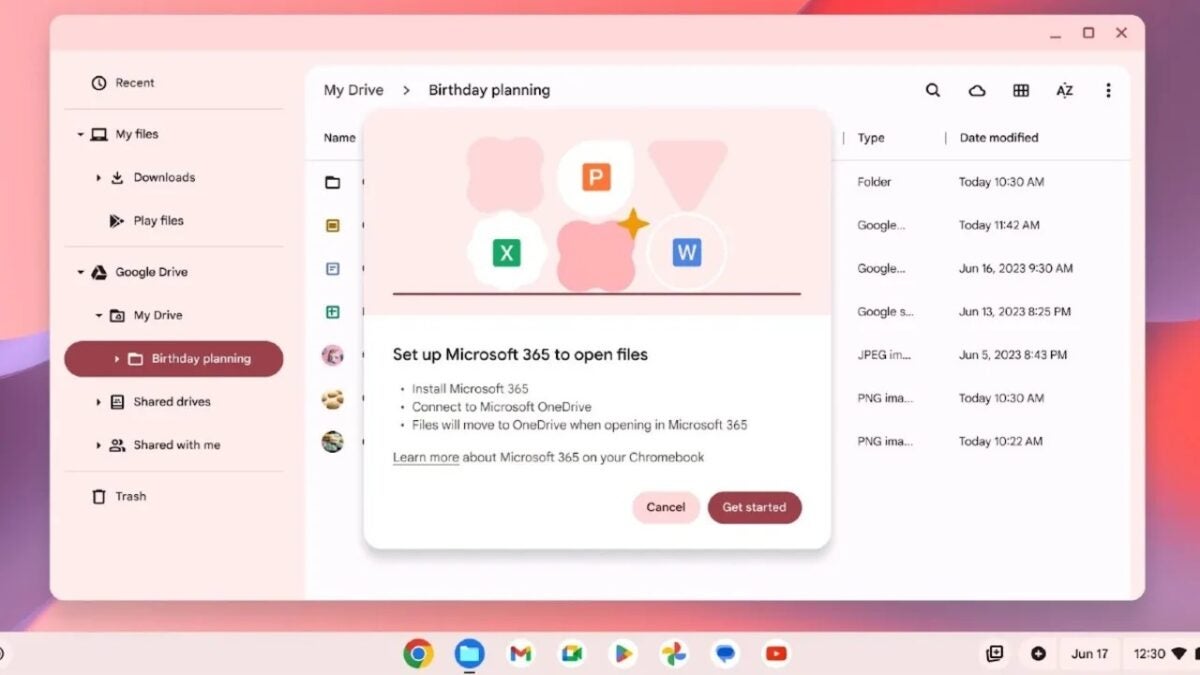 OneDrive documents can now be opened directly from the Files app on a Chromebook