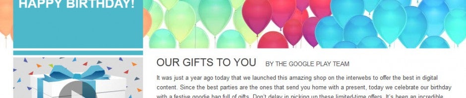 Google Play: sconti e offerte per il primo compleanno!