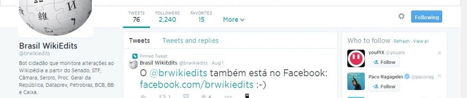 Perfil do Twitter monitora alterações na Wikipédia feita em órgãos do governo federal