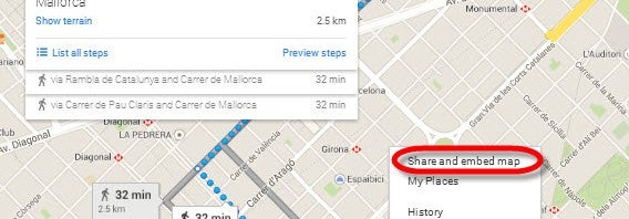 Compartilhar mapas do Google Maps com URL curta