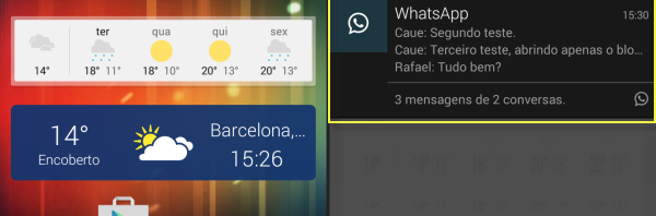 Com o Shh - Hide Double Blue Double Check aparecem duas notificações do WhatsApp