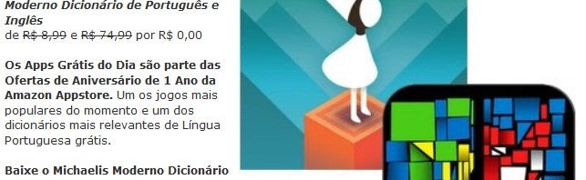 Monument Valley e dicionário da Michaelis grátis na Amazon Appstore