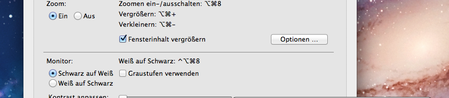 Mit Lupenfunktion Bildschirmbereiche in Lion vergrößern