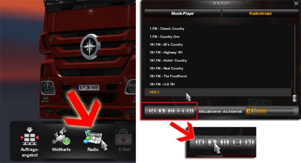 Euro Truck Simulator 2 Radiosender starten