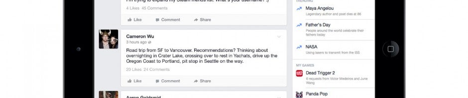 Facebook für iPad präsentiert Vorschläge für Videos, Spiele und Ereignisse