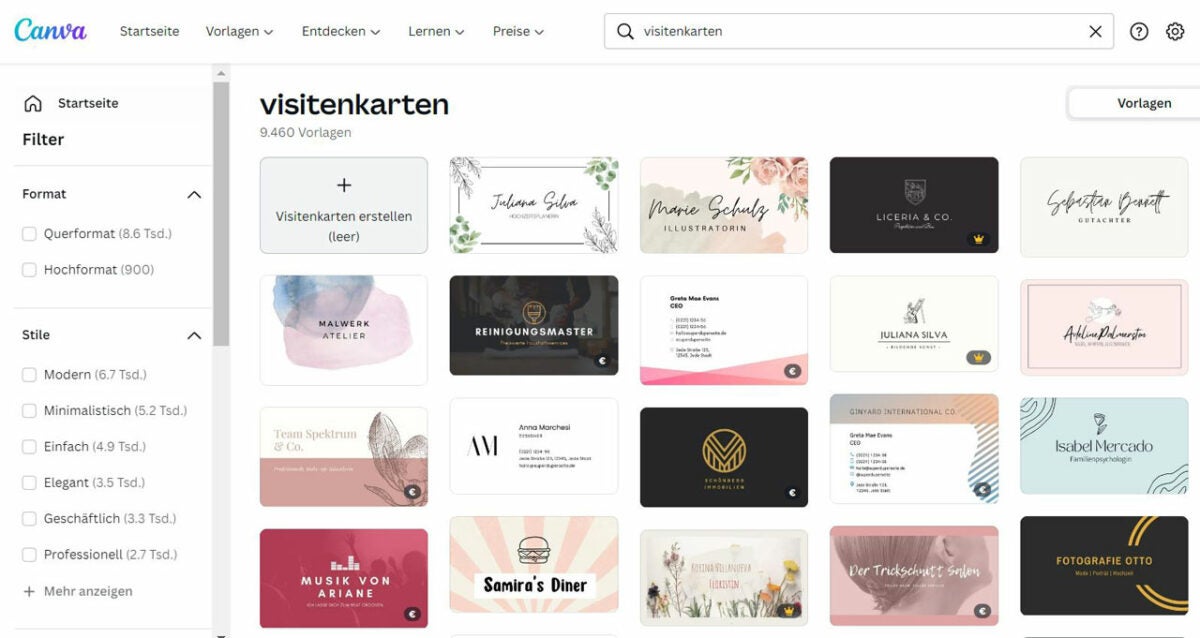 10 kreative Ideen für Visitenkarten mit Canva