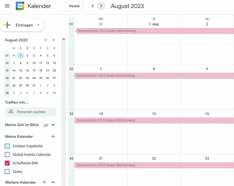 Schulferien in Google Kalender importieren - Softonic