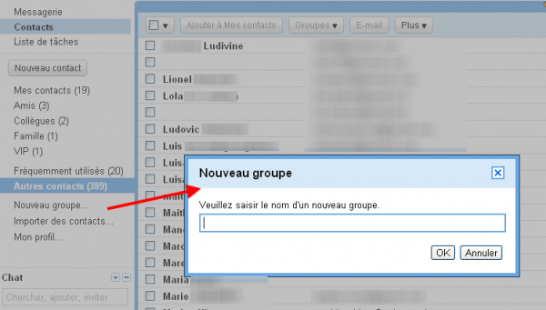 Créer un nouveau groupe Gmail