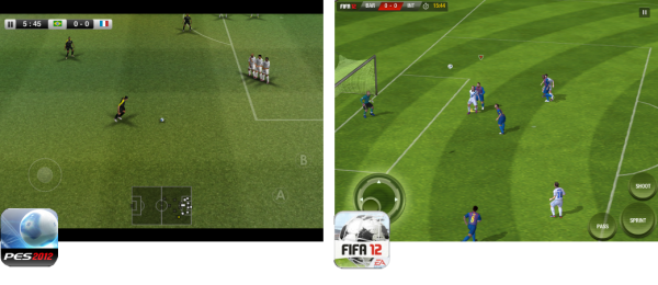 Manette virtuelle de PES 2012 et FIFA 12 sur iPhone