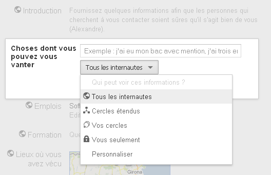 Qui peut voir ces informations sur Google+?