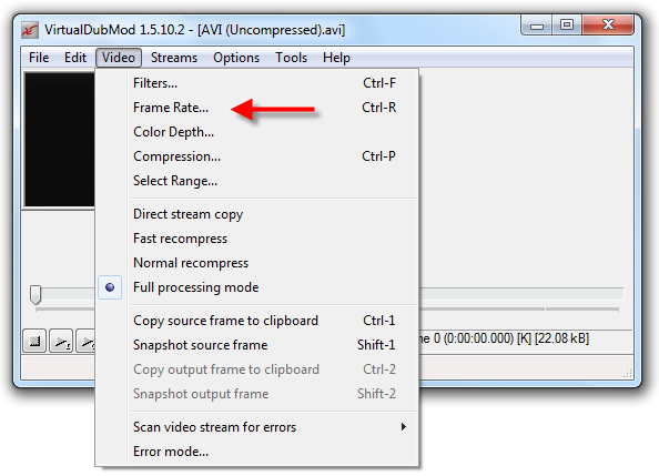 Accélérer une vidéo avec VirtualDubMod