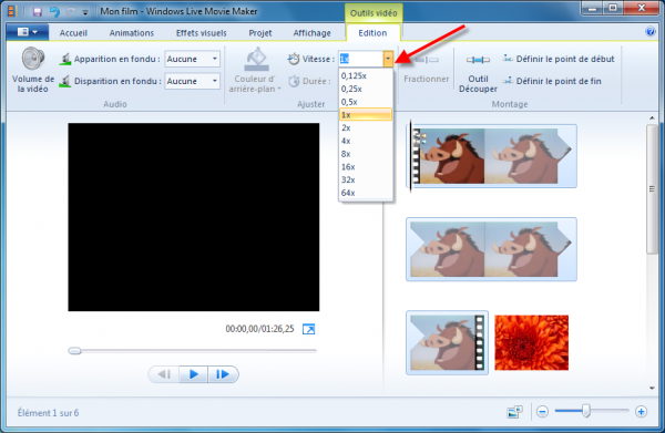 Accélérer une vidéo avec Windows Live Movie Maker