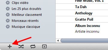 Le bouton Plus d'iTunes permet de créer une liste de lecture simple