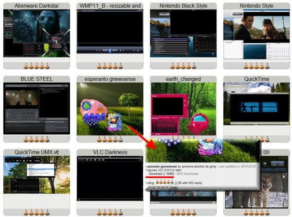 De nombreux thèmes disponibles sur le site de VLC