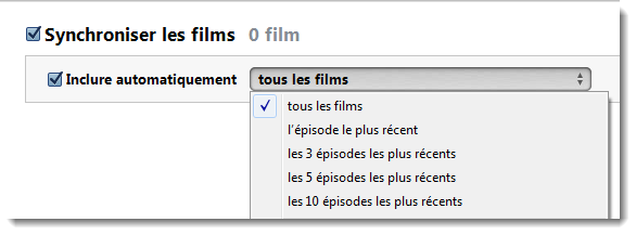 iTunes - Synchroniser les films
