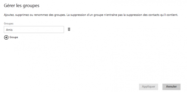 outlook gerer groupes