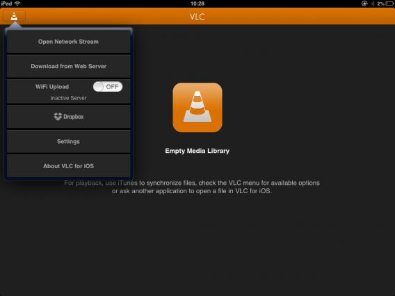 VLC iOS Start Screen