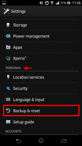Android KitKat 4.4 sauvegarde