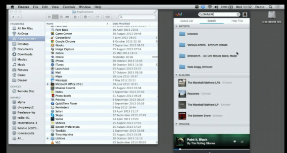 Interface Deezer OS X - Source: The next web