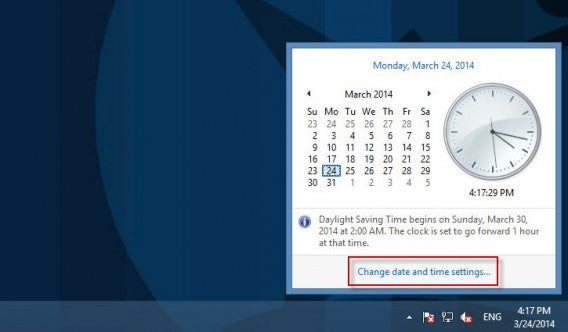 Change date and time settings